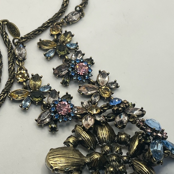 Joan Rivers colorful pastel rhinestone statement y lariat style necklace